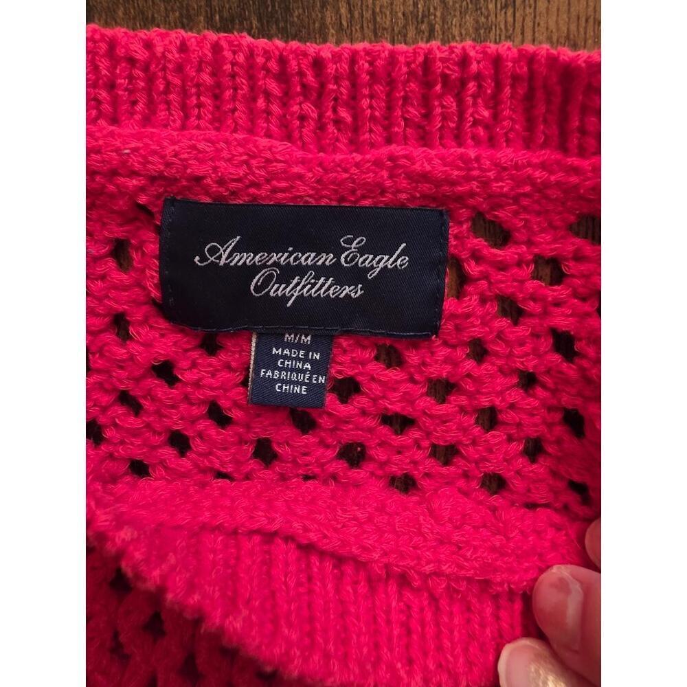 ✨ 2012 American Eagle Open-Knit Lightweight Sweater – Red (M) - Picture 2 of 6